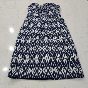 Banana Republic Navy White Ikat Strapless Sheath Dress Size 0 Sweetheart Neck